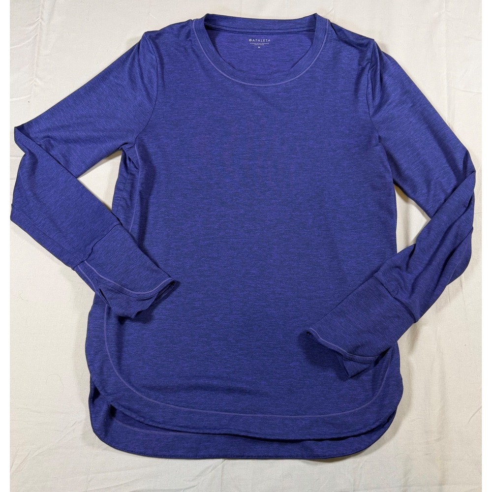 Athleta Women's Purple Heathered Long Sleeve Thumbhole Athletic Top Size M